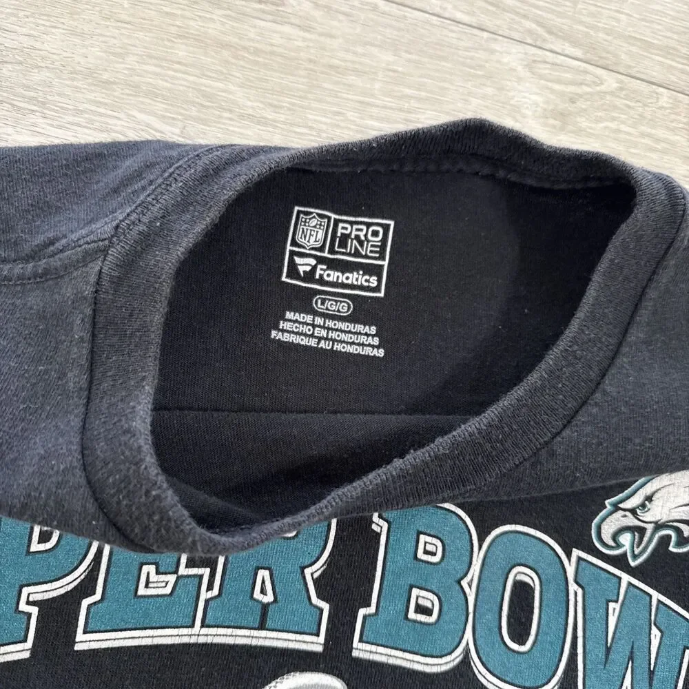 Philadelphia Eagles Shirt Super Bowl LII Champions NFL Men's Black Large